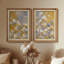 «Magnolias blanc sur fond bleu sarcelle», ensemble de 2 reproductions d'art encadrées de qualité supérieure sur papier 26 po x 36 po-128706142