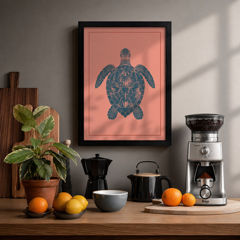 Mandala Turtle Boho - Framed Print, A2 - 59.4 x 42.0 cm, Black