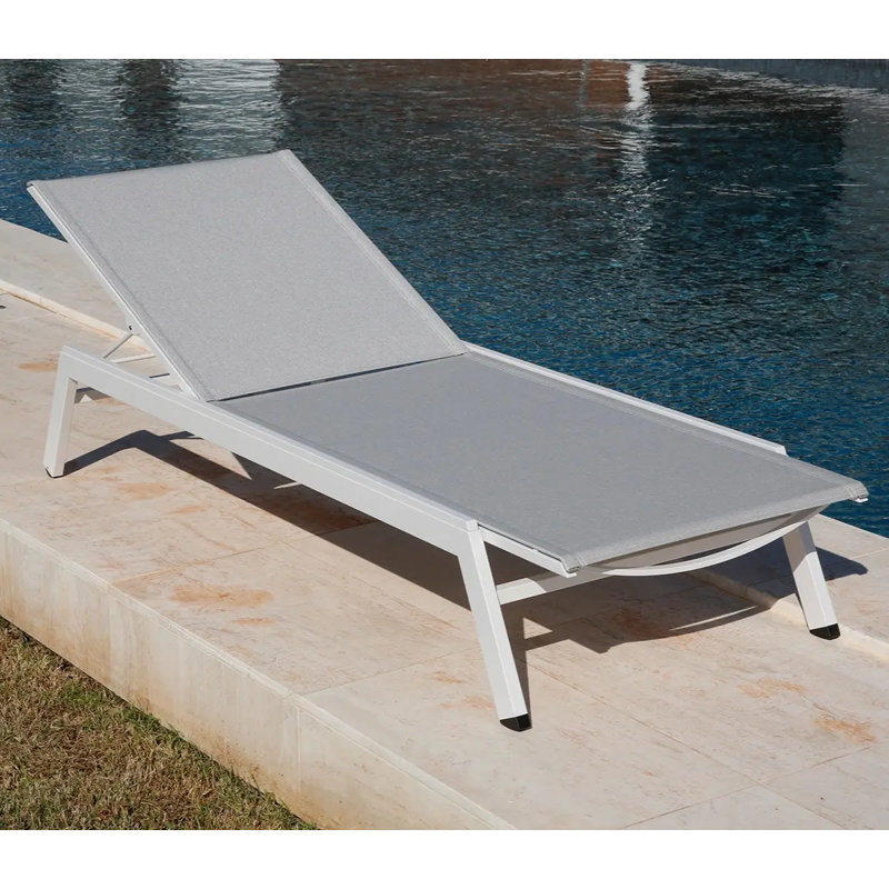 Equinox Outdoor Chaise Lounge, Seagull, Arctic White