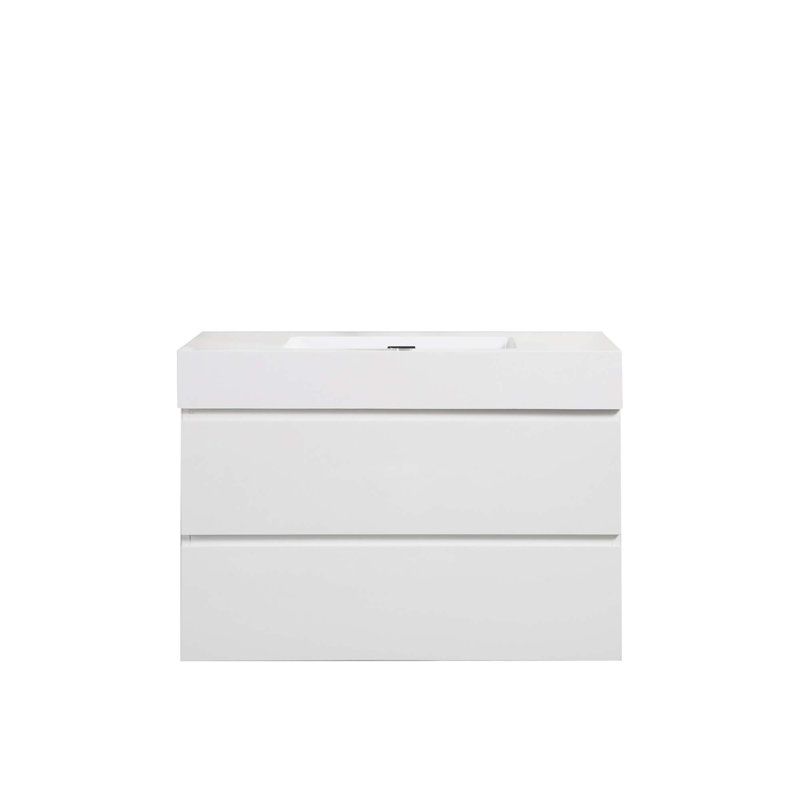 Bassin à surface solide intégré SANS meuble-lavabo, drain et robinet