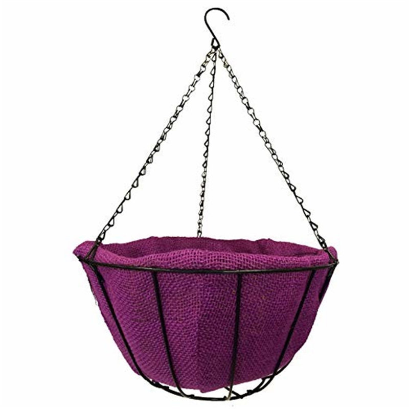Metal Hanging Planter, 7" H x 14" W x 14" D, Purple