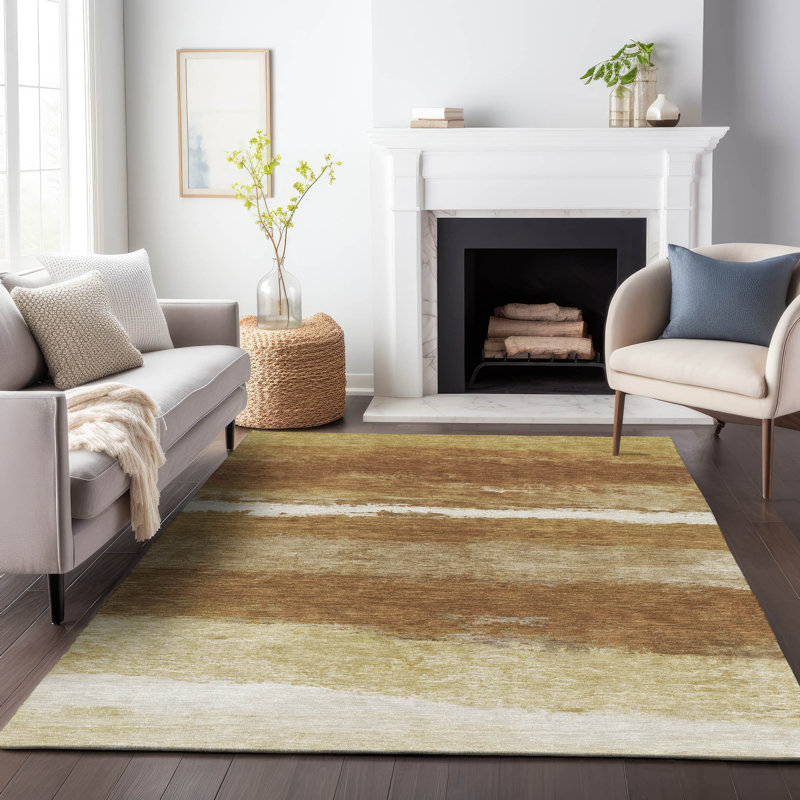 Tapis rayé intérieur / extérieur lavable à la machine ACN2169, Rectangle 9 pi x 12 pi