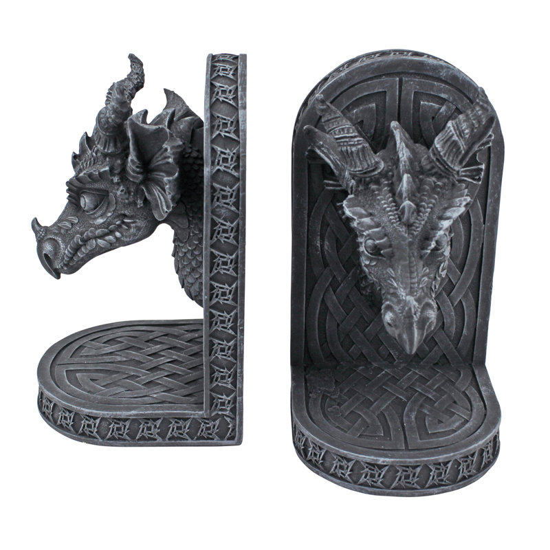 Gray Friar Dragon Statue Bookends