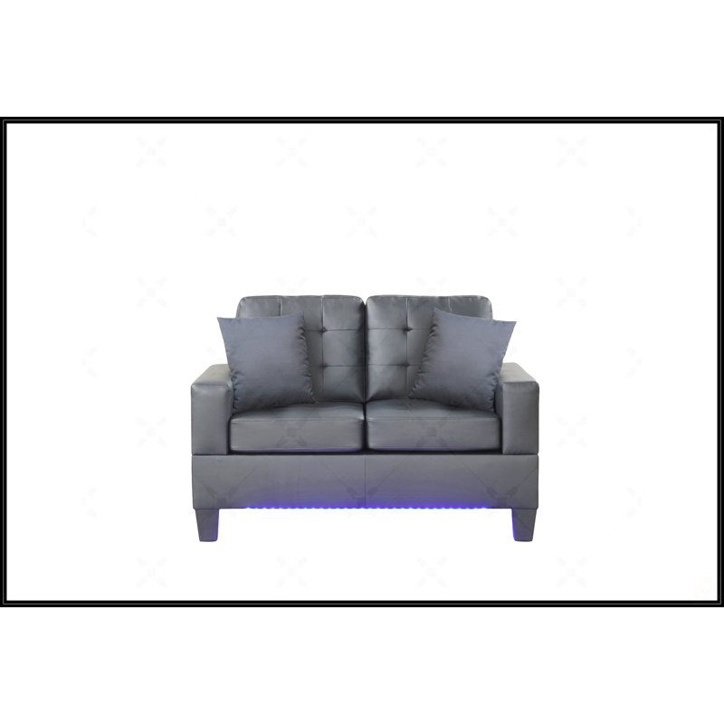 Ensemble de canapé-lit noir en tissu de PVC noir avec lumières DEL