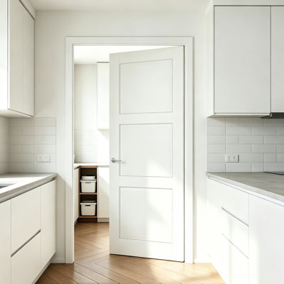 Porte pleine apprêtée 30 po x 80 po, porte intérieure en bois massif à 3 panneaux, porte standard prémontée sans quincaillerie ni cadre pour garde-manger, portes françaises, portes coulissantes