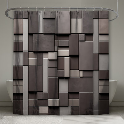 Rideaux de douche à motif géométrique brique extra long