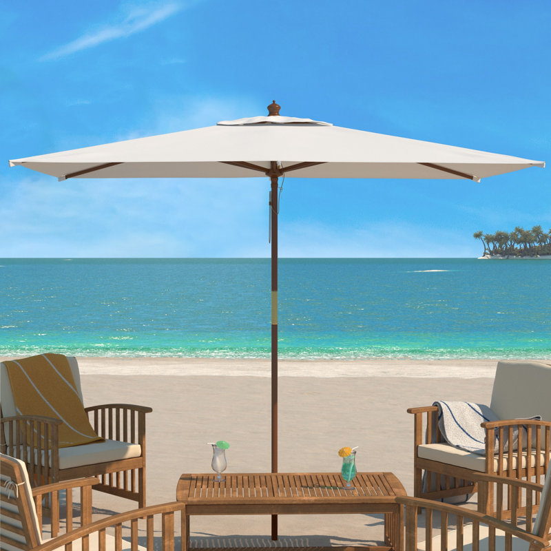 Parasol de marché rectangulaire en bois 6,5 pi x 10 pi Aklin, Blanc