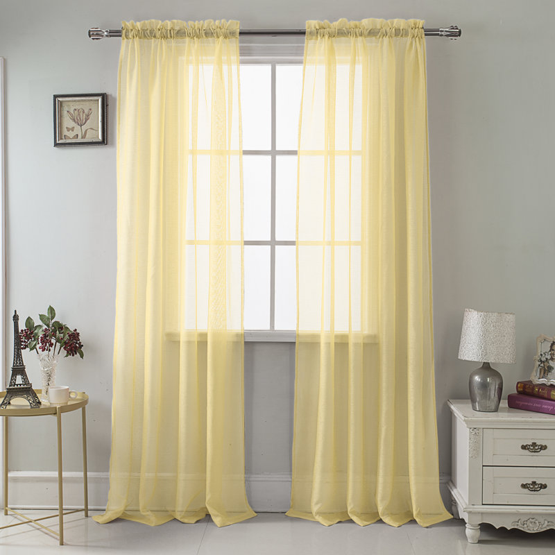 Landose Sheer Curtain Single Panel, Gold, 55" W x 84" L