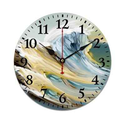 12 x 12 inch Multicolor Wall Clock Decorative, Abstract Ocean Wave