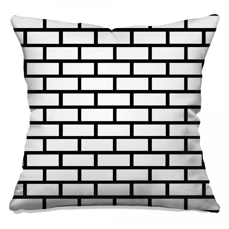 Coussins décoratifs noirs et blancs à motif brique, 14 x 14 inches