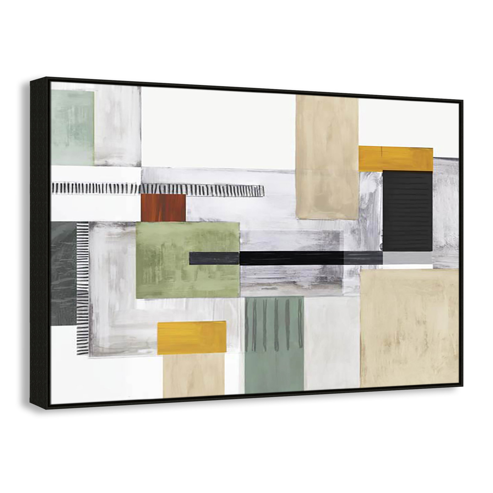 Playful Blocks by Tom Reeves, No Mat, Espresso Floater Framed, 41.5" H x 61.5" W x 2" D