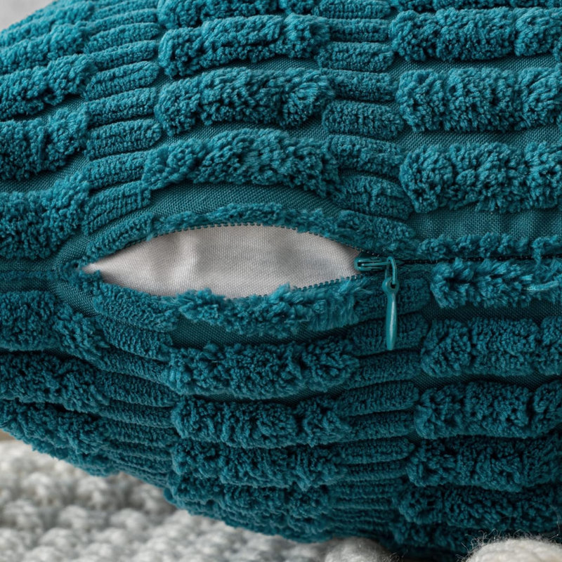 Housse de coussin, Bleu sarcelle, H 18 po x l 18 po