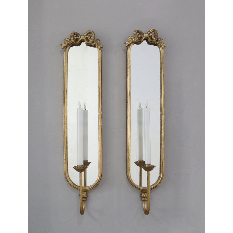 Ensemble de 2 appliques murales en miroir avec bougeoirs décoratifs en fer, parfait pour ajouter de l'élégance et de la lumière à n'importe quelle pièce