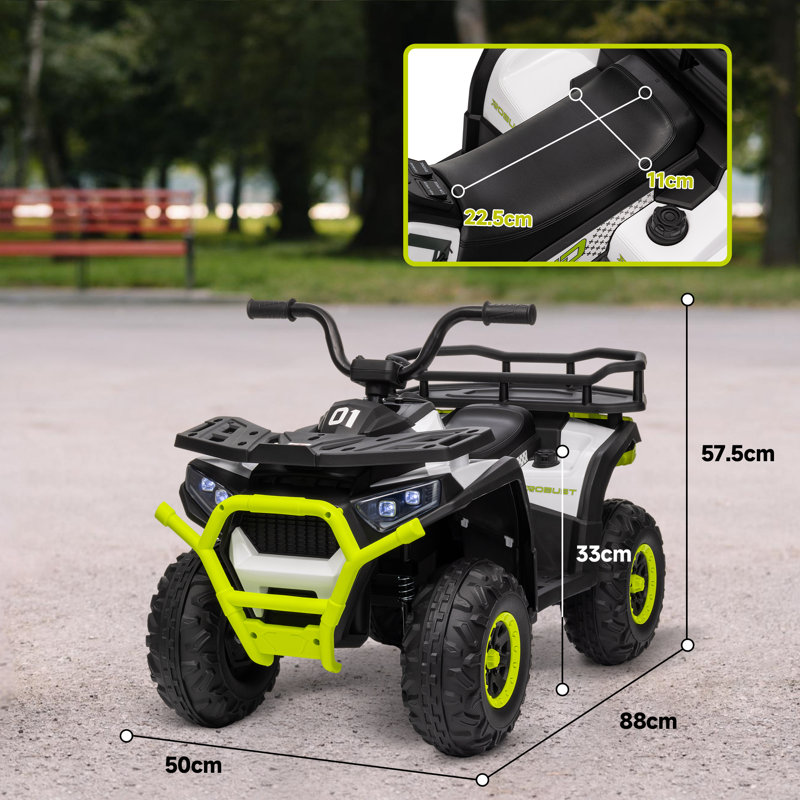 AIYAPLAY 12V Kids Electric Ride on ATV Quad Bike for Ages 3-5 Years, Green