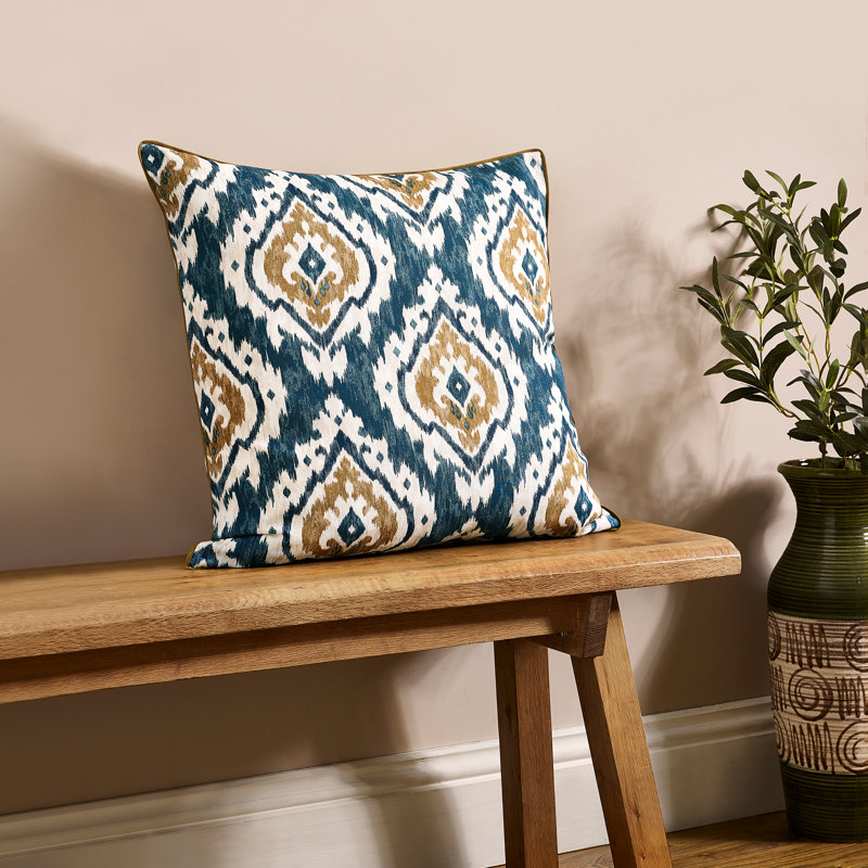 Suri Geo Cushion Geometric Square Cushion, Teal