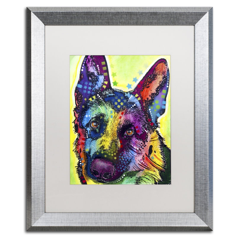 « german berger », impression, H 20 po x l 16 po x P 0,5 po, Cadre argenté, Blanc