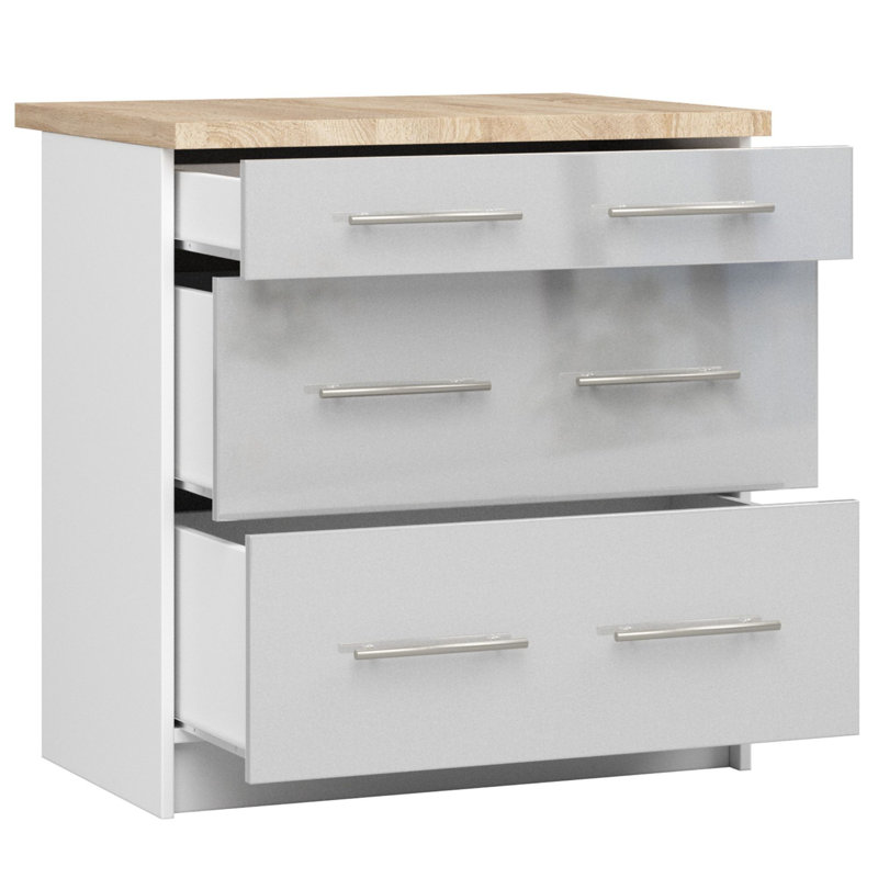 OLIWIA kitchen base cabinet in white, light gray gloss