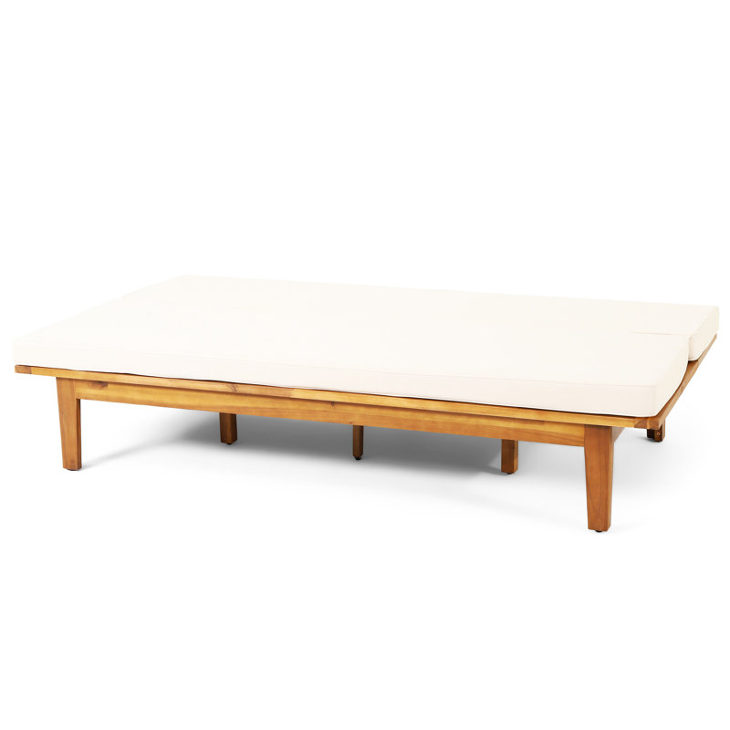 Slat Paneled Daybed In Wood With Water- Cushions, Convertible Style Bed, 73.74W X 40.46D 12.87H, Foldable Feature Option, 73.74" W 40.46" D 12.87" H