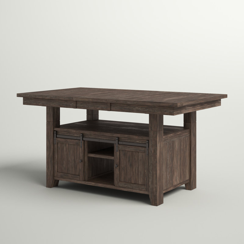 Hebden Pine Solid Wood Top Dining Table, Barnwood Brown