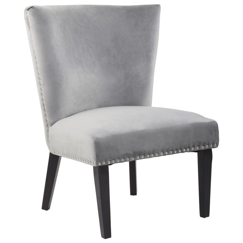 Otsego 47cm H Velvet Upholstered Side Chair, Grey