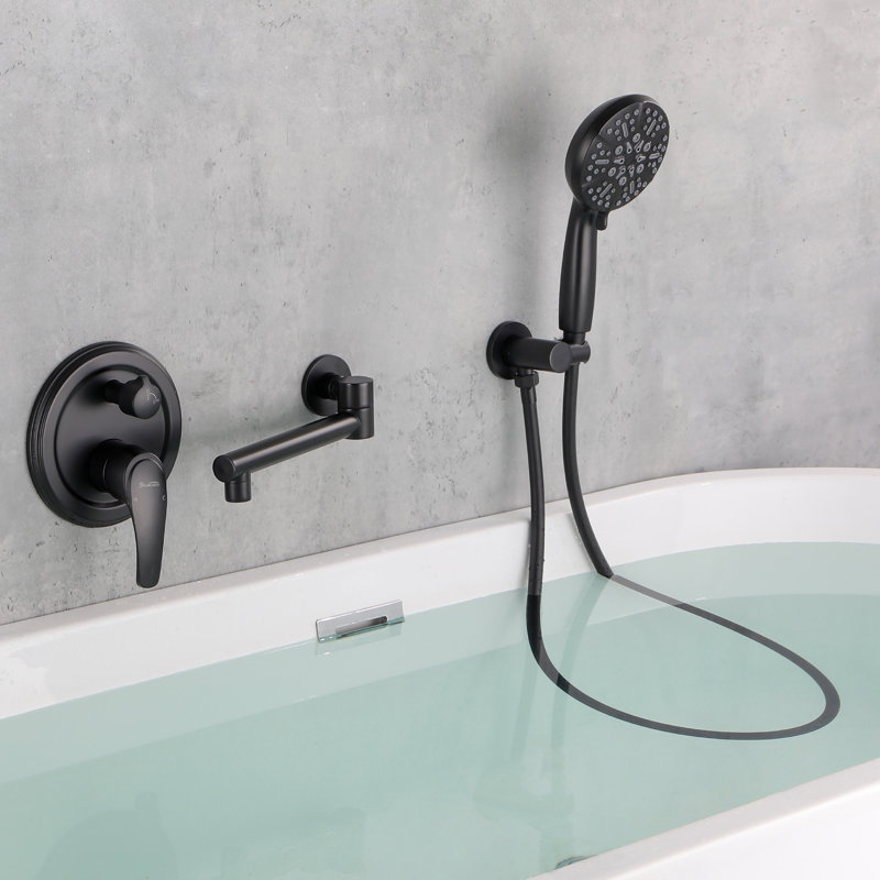 Wall Waterfall Faucet with Diverter, Matte Black