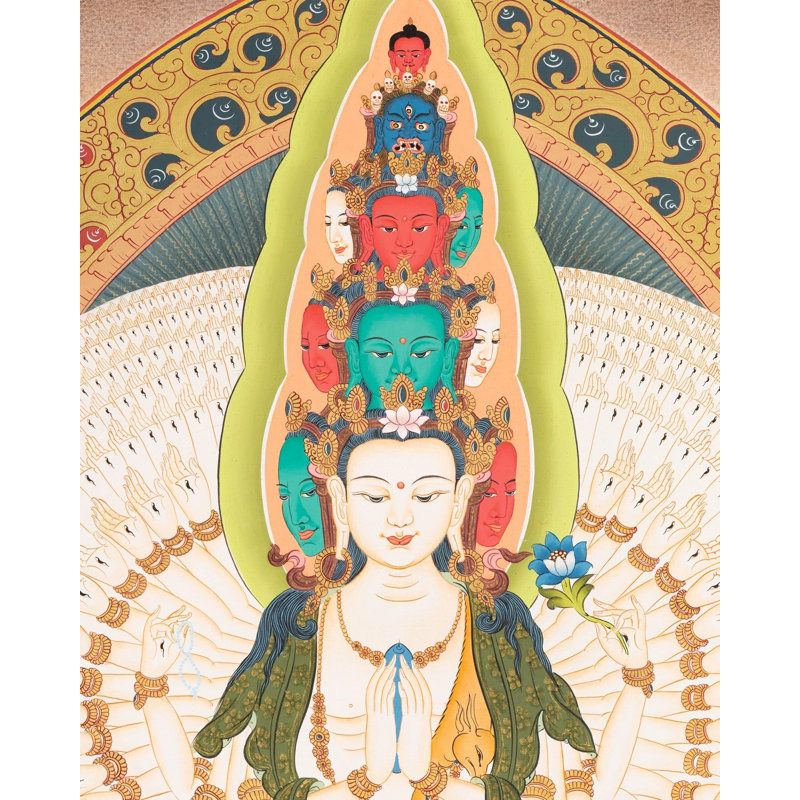 Lokeshvara Thangka (Thangka sans brocart) | Or 24 carats avec acrylique sur toile
