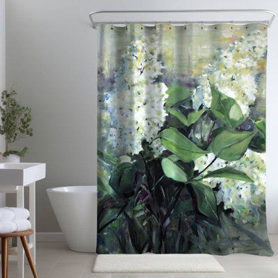 Floral – Polyester Shower Curtain, Dye Sublimation Print, 71" W × 74" L