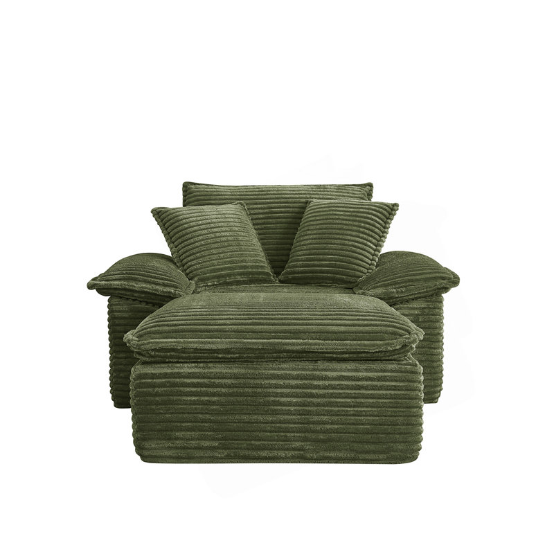 Ensemble de canapé-lit surdimensionné de 47 po et demi avec siège profond et repose-pieds mobile à 2 couches, canapé-lit Cloud avec méridienne, canapé-lit modulaire 1 place