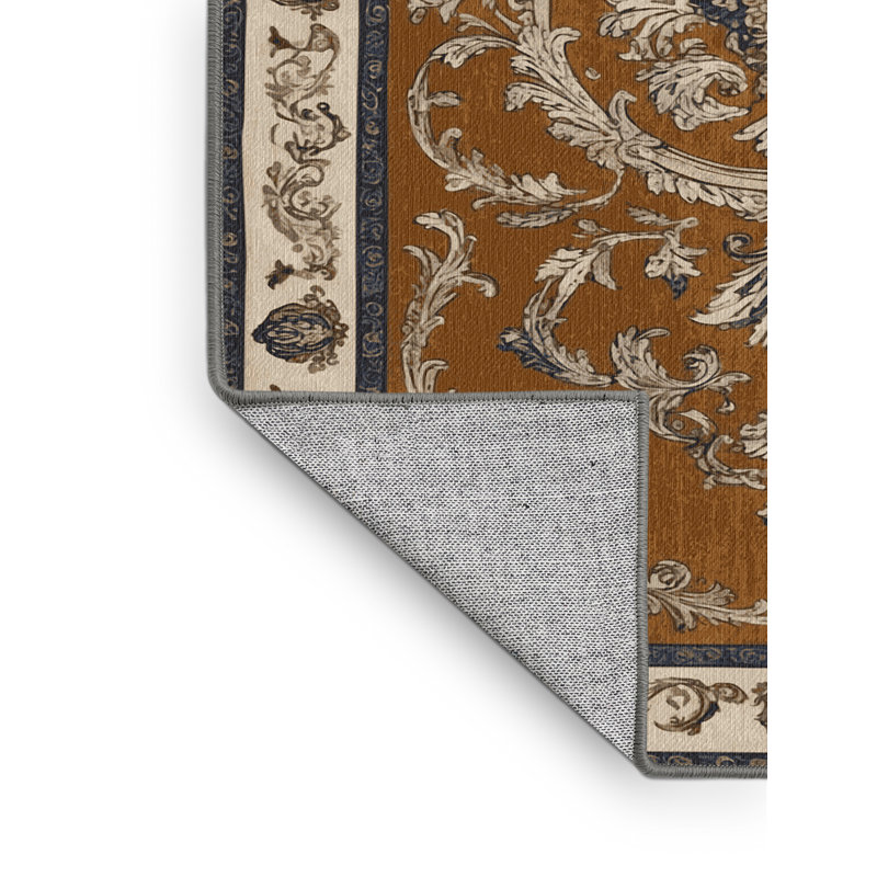 Tapis brun français lavable à la machine, Rond 7 pi