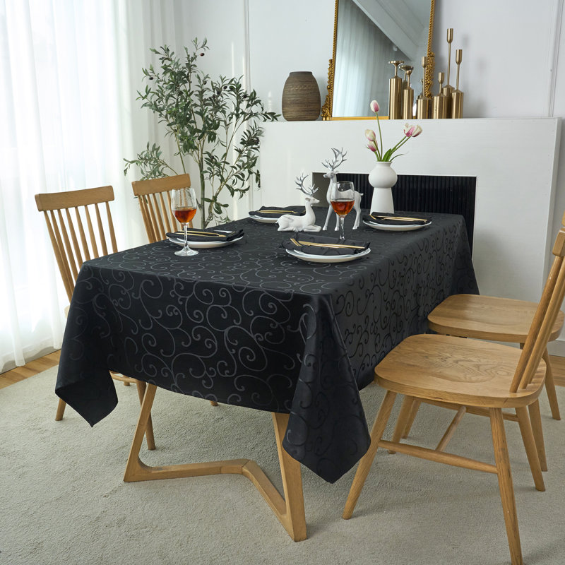 Nappe de couleur noire oblongue et résistante aux taches et à la décoloration pour salle de bain Marina, L 102 po x l 60 po