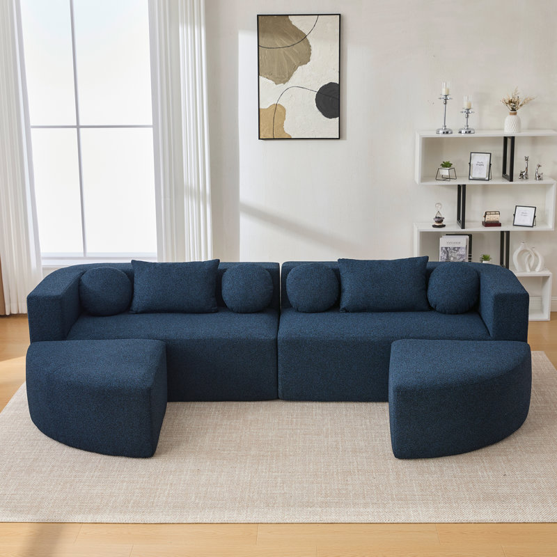 Canapé modulaire Boneless Couch, Bouclé bleu