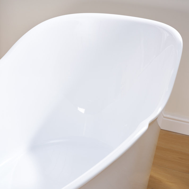 66'' W,63 GALLONS Freestanding Acrylic Soaking  Bathtub With Drain And Overflow Holes