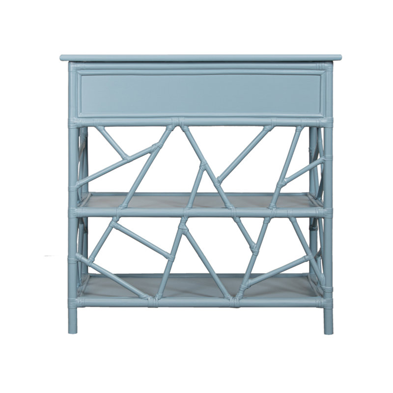 End Table with Storage, Pool Blue