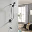 Système de douche mural 2-en-1 avec robinet de douche à poignée simple et ensemble de garniture de douche moderne à 6 jets en laiton-101377710