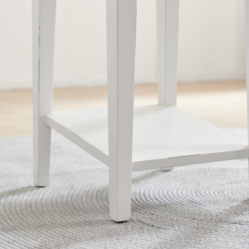 Solid Wood Square Side Table, White