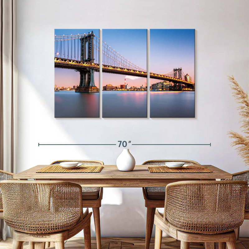 Lilie illuminé le pont de Manhattan, photographie, H 36 po x l 57 po