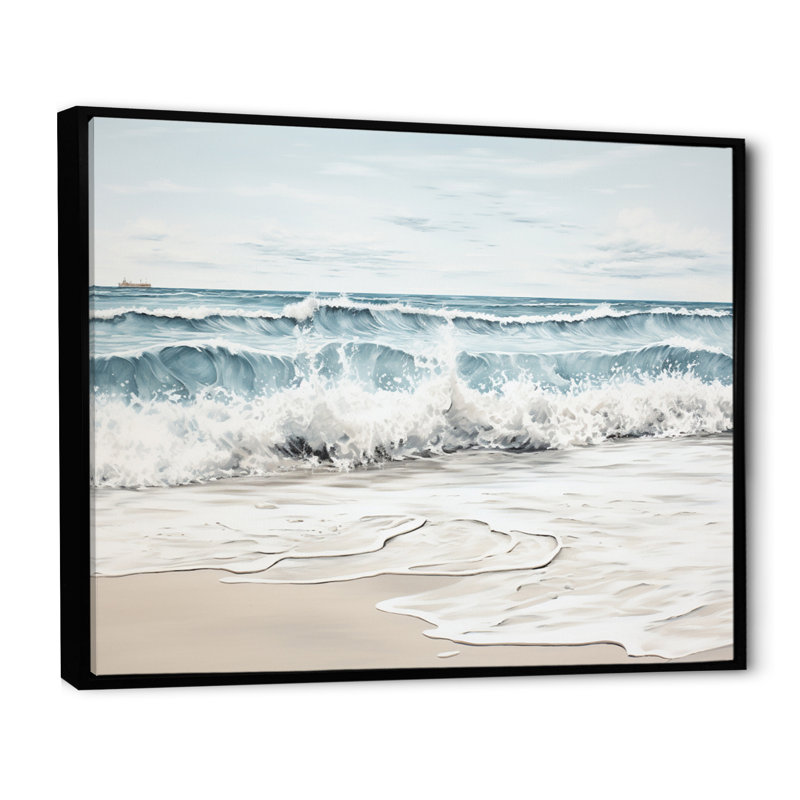 «Alivianna Beach Minimalisme Landscape III», reproduction sur toile, H 12 po x l 20 po x P 1 po, Cadre flottant noir