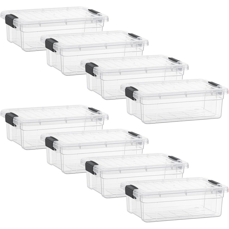 Ensemble de 8 bacs de rangement transparents Latitude Run® avec couvercles en plastique pour la maison, 2,3 pte