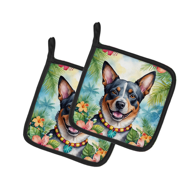 Caroline's Treasures Luau Party Floral Polyester Potholder Set
