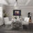 78 Inch Rectangular Faux Marble Dining Table With Polished Geometric Base-1495509676