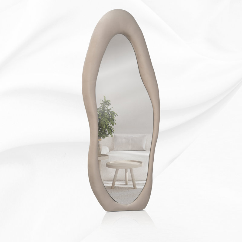 Miroir en flanelle Jascha, Crème