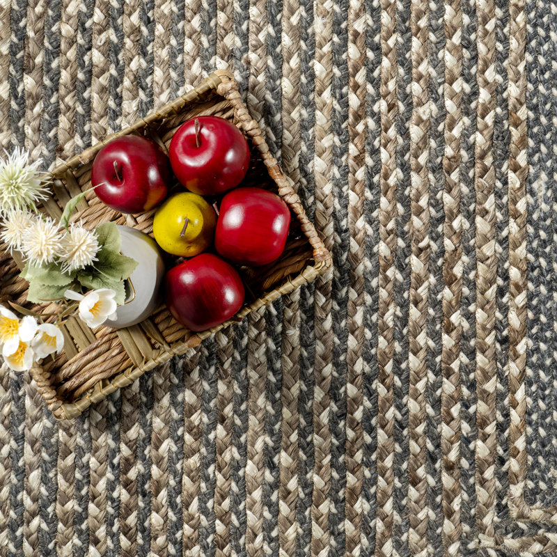 Tapis brun en jute / laine Pantanella, Rond 6 pi