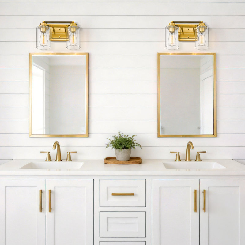 2 - Light Dimmable Vanity Light, Gold