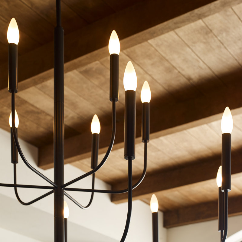 Tedder 15-Light Dimmable Tiered Chandelier , Aged Iron