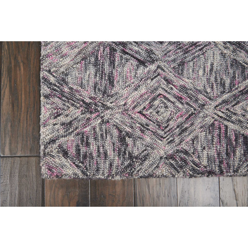 Tapis gris fait à la main Jodie, Tapis de couloir 2 pi 3 po x 7 pi 6 po