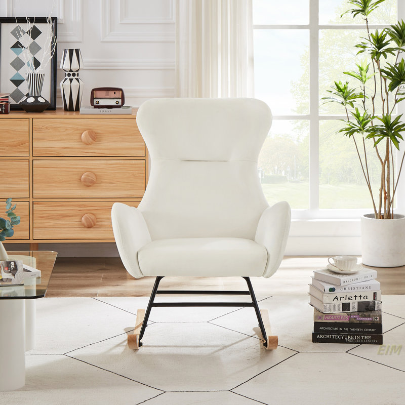 Chaise berçante en velours, Blanc, crème