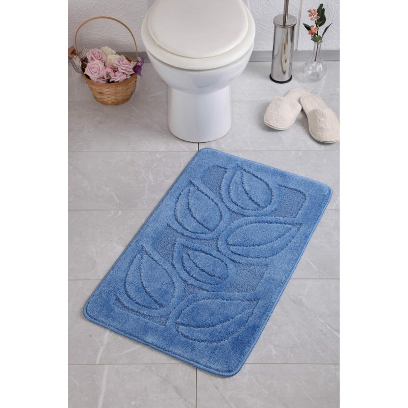Tapis de bain antibactérien antidérapant, bleu, 23,6 po x 39,4 po | 100% polypropylène, hauteur des poils: 0,2 à 0,4 po | Lavable à la machine à 86 ° F, 1 362 g / m² | Parfait pour la sécurité et le confort de la salle de bain, design durable et élégant