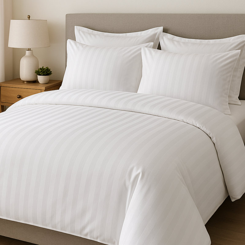 Housse de couette à rayures Stay Luxe Bedding T-250 - mélange de coton riche avec des rayures élégantes ton sur ton, une contexture durable de 250 fils, une literie de qualité hôtel infroissable et respirante (grand)