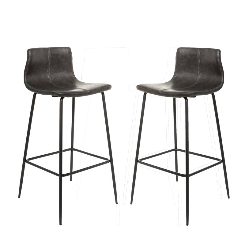 Encinas Upholstered Counter Stool with Metal Frame, Grey