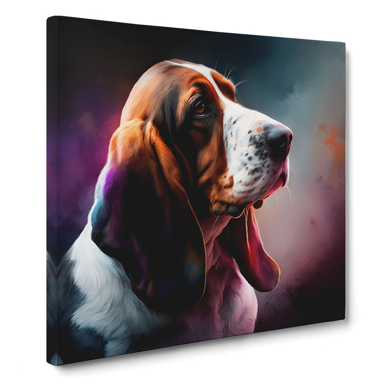Basset Hound Digital Art No.1 - Wrapped Canvas, 35cm H x 35cm W x 3cm D